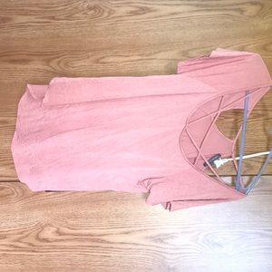Salmon pink criss Cross Shirt